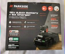 Parkside Performance Next Gen 2.5AH X12V Battery And 6.0A X12V Fast Charger. Also For Sale 2AH 5AH X12V Batteries 2.4A,  X12V Chargers X12V Cordless Led Work Light