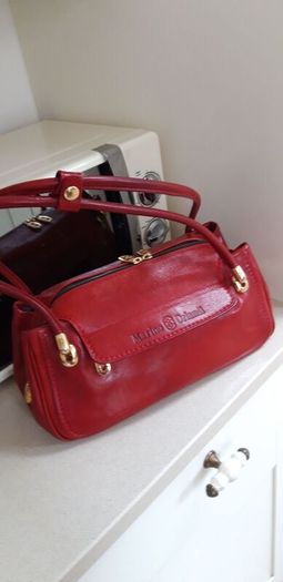 Marino Orlandi Genuine Italian Cherry Red Leather Shoulder/Hand Bag