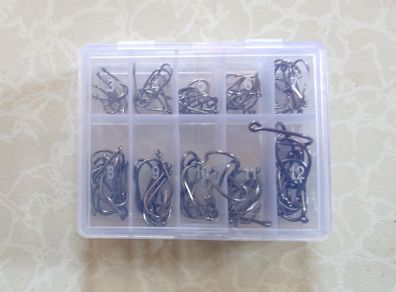 100 Pc Carbon Steel Fishing Hooks (sizes 3 To 12) New.