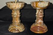 1980's Onyx and Brass Italian Candlesticks