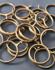 20 Vintage Solid Brass Curtain Rings 45mm, Heavy Duty Rings with Eyelets