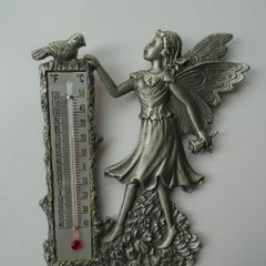 Past times pewter thermometer,Fairy, Home decor, Pewter ornament
