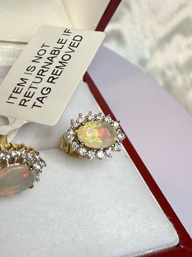 Ethiopian Opal & White Zircon Forest Dew Earring Sterling Silver