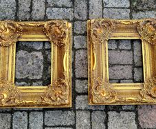 Antique pair of giltwood baroque frames