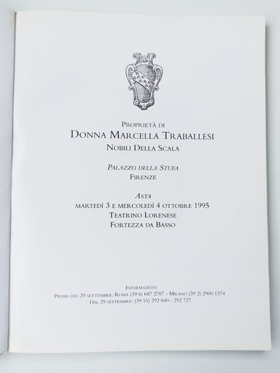 Vintage Christie's Auction Catalog Property Of Donna Marcella Traballesi Nobili Della Scala & Palazzo Della Stufa, Florence  October 1995  Paperback