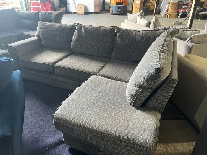 Grey corduroy corner sofa set