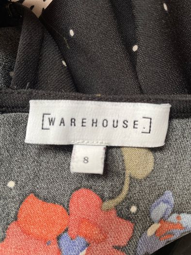 Warehouse black floral dress size 8 New without tags