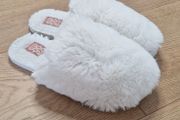 River Island White Faux Fur Slippers Uk7