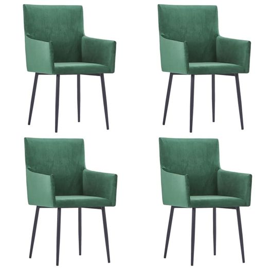 Dining Chairs with Armrests 4 pcs Green Velvet