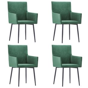 Dining Chairs with Armrests 4 pcs Green Velvet