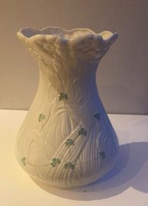 Beleek extra large Daisy Vase with hand painted shamrocks