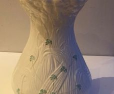 Beleek extra large Daisy Vase with hand painted shamrocks