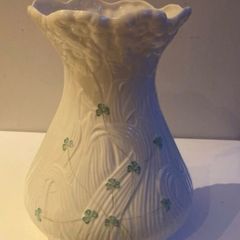 Beleek extra large Daisy Vase with hand painted shamrocks