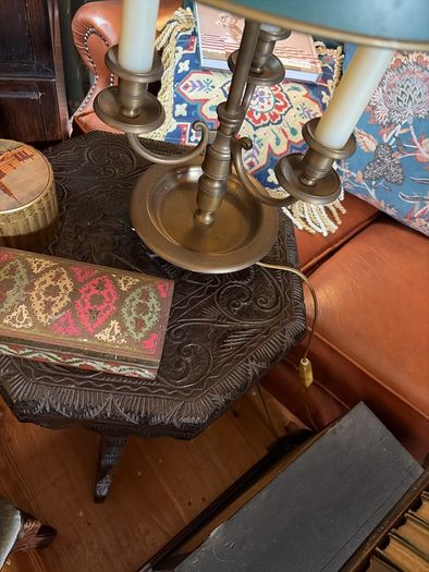 Vintage Bouillotte Toleware Lamp