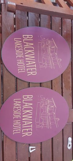 2 x blackwater lakeside hotel advertising signs ,not metal,lovely advertising display items,,buyer collects or pays postage thank you,,price for both ,or sell separate,sold as seen .