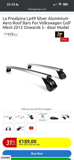 La Prealpina Lp49 roof bars - VW Golf MK7