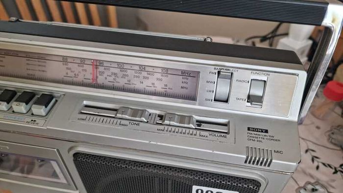 From 1979, Sony CFM-33L FM/MW/LW/SW radio cassette recorder, working good, no any problems.