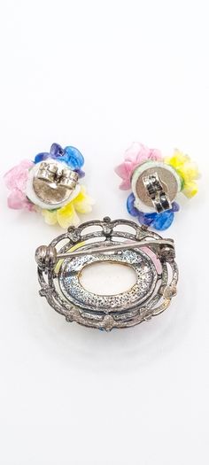 Crown English Brooch And Suds, Silver Fine Bone China Set, In Original Box