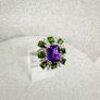 African Amethyst, Natural Chrome Diopside & White Zircon Ring Image 3