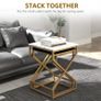 Set of 2 Marble-Effect Nesting Tables, Modern Space-Saving Side Tables for Living Room & Bedroom Image 3