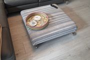 Stylish Upholstered Footstool, Ottoman on Castors