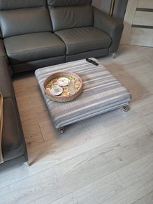 Stylish Upholstered Footstool, Ottoman on Castors