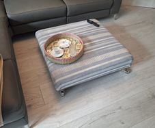 Stylish Upholstered Footstool, Ottoman on Castors