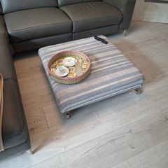 Stylish Upholstered Footstool, Ottoman on Castors