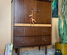 Mid century cabinet bar / linen vintage retro