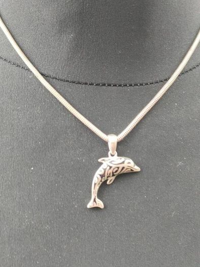 Heavy Sterling Silver Dolphin pendant set