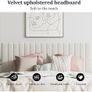 4ft6 Double Bed Frame, Upholstered Platform Bed with Adjustable Velvet Headboard, Sturdy Wooden Slats, Silent Design, No Spring Mattress Required, Easy Assembly Beige,Double Image 3