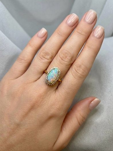 Opal Lab-Grown Diamond Halo Ring