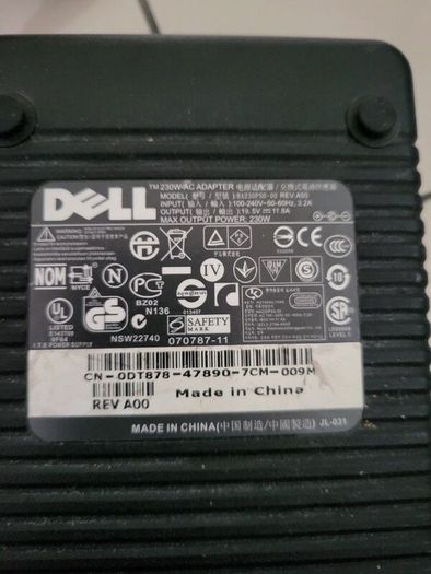 230w Dell Charger For Dell Xps M1730 M1730n 0dt878 0pn402 330-0722 Cn072 Da230ps0-00 Pa-19 Ha230ps0-00 (used)