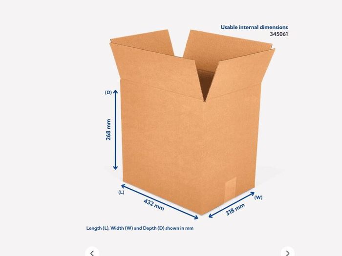 Single Wall Cardboard Boxes - 432 mm x 318 mm x 268 mm