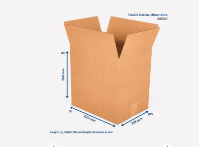 Single Wall Cardboard Boxes - 432 mm x 318 mm x 268 mm