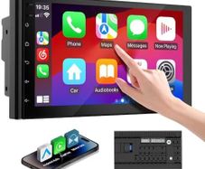 2 Din Car Stereo with 7 inch HD Touchscreen, Wireless Apple Carplay & Android Auto, Bluetooth, SWC, Mirror Link, AUX,FM Car Radio Receiver(No backup reversing camera)|for All Vehicle