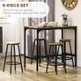 Five-Piece Industrial-Style Bar Table Set - Brown/Black Image 4