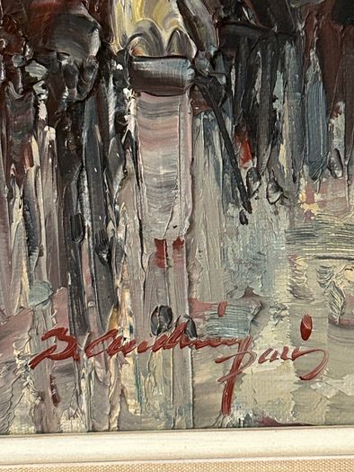 Original oil painting of a Parisian street