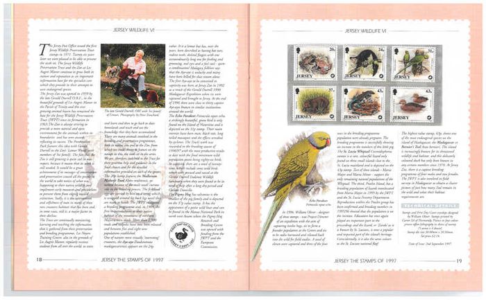 1997 Jersey (Channel Islands) Stamp Year Book (softback) issued by Jersey Post with 14 images of contents