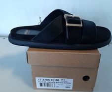 Schuh Black Leather Buckle Sandals