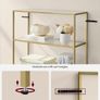 Glass Display Shelf 6 Tier Gold Metal Bookcase Tempered Glass Storage Unit Image 3