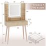 Dressing Table with Mirror and Lights, 3 Color Modes & Adjustable Brightness Modern Makeup Desk, Fluted Vanity Desk with 2 Drawers and 5 Storage Shelves, Bedroom Small Vanity Table Image 2