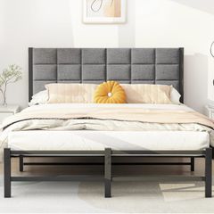 5ft King Size Bed Frame with Headboard,Metal Bed