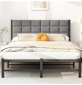 5ft King Size Bed Frame with Headboard,Metal Bed