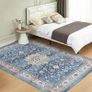 Washable Rugs Living Room Boho Rug for Bedroom Anti Slip Rugs Classic Large Rugs for Living Room Vintage Area Rugs Soft Short Pile Rug Washable Rugs Vintage 80x150CM Blue Image 2