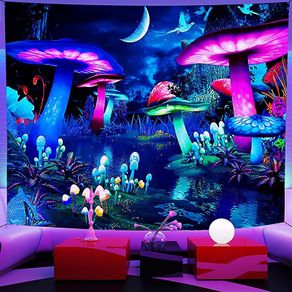 Glow in the Dark Tapestry, Tapestry, Tapestry Wall Tapestry Bedroom, UV Tapestry Wall Hanging, Aesthetic Tapestry Home Decorationfor Living Roombedroom 150 cm x 130 cm (FREE POSTAGE)