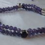 Double Strand Faceted Amethyst Bead Bracelet, 925 Silver Clasp, 7in/18cm Image 5