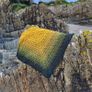 Handmade crochet triangle shawl wrap. Green and yellow ombre lacy shawl Image 7