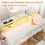 Dressing Table with LED Light Strip, Adjustable Colorful Brightness, Vanity Table with USB Power Outlets, White Vanity Desk with Stool, Makeup Desk with 2 Fabric Drawers, no Mirror, 80 /40/90cm Image 4