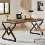 Large Office Computer Desk with Extra Thick Wooden Table Top and Metal Frame Image 5